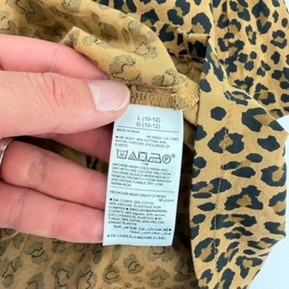 Old Navy Girls Leopard Print Tiered Mini Skirt Smocked Waist Brown Black L 10-12